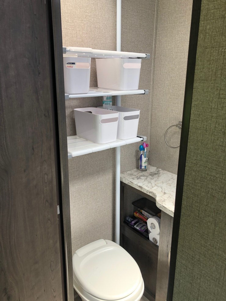 Over the toilet storage added