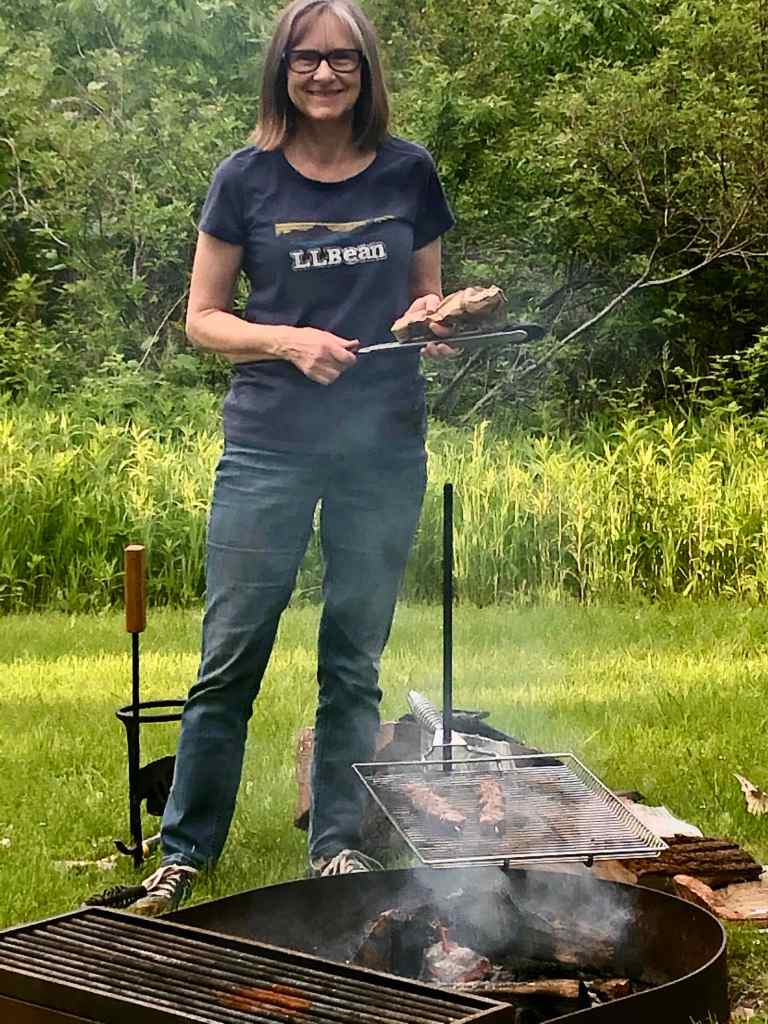 Cooking over an open campfire